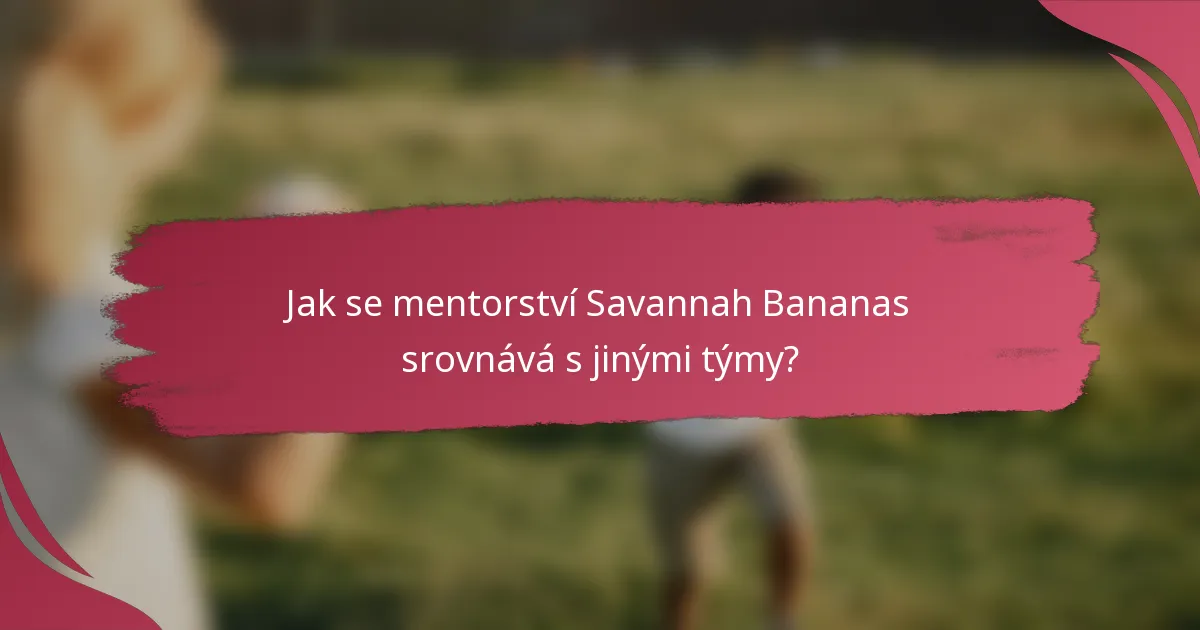 Jak se mentorství Savannah Bananas srovnává s jinými týmy?