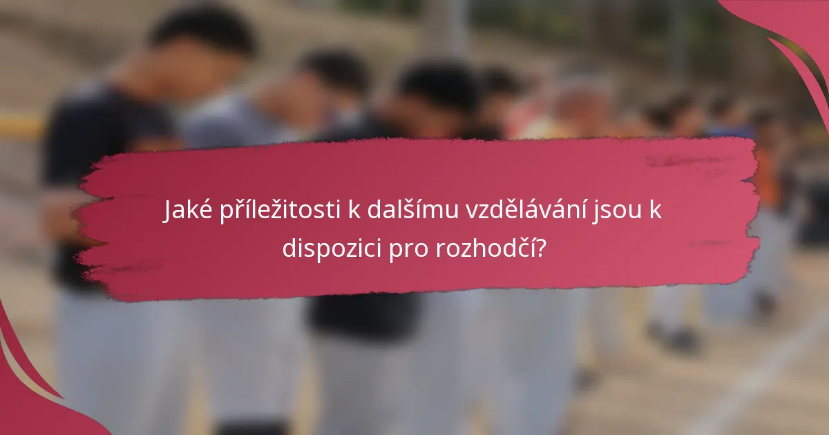 Jaké příležitosti k dalšímu vzdělávání jsou k dispozici pro rozhodčí?