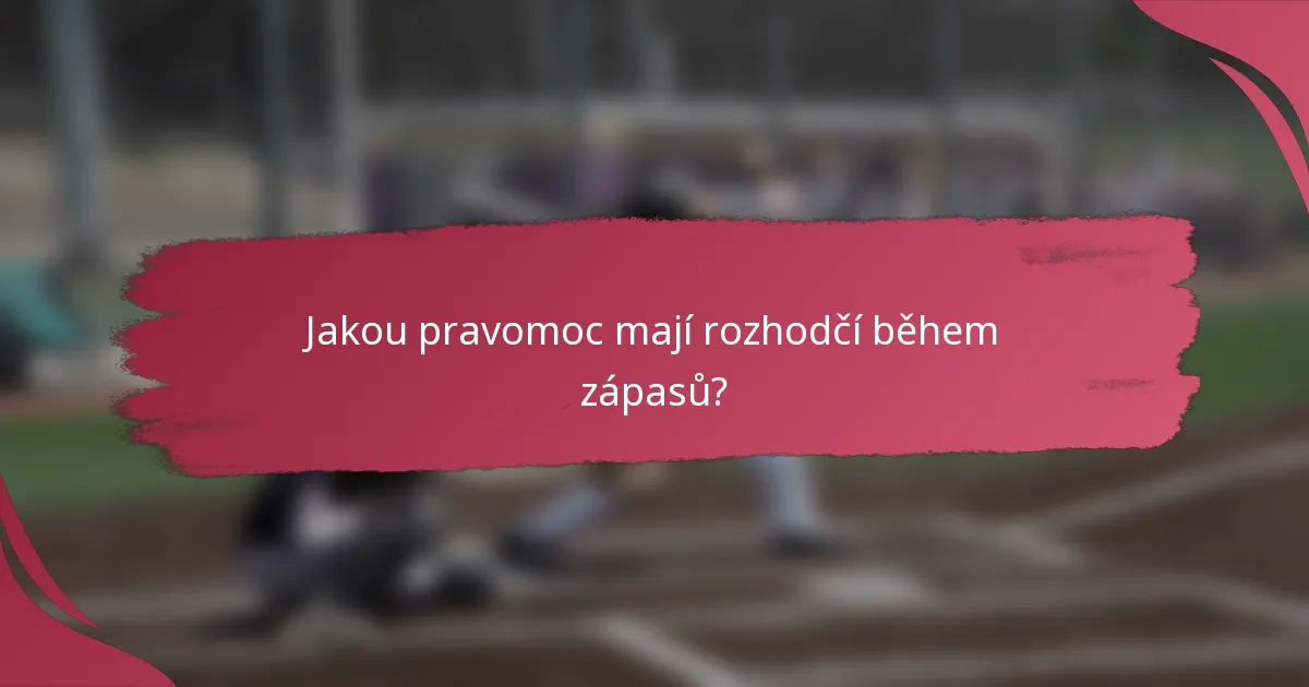 Jakou pravomoc mají rozhodčí během zápasů?
